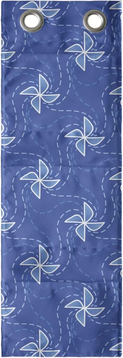 Ambesonne Pinwheel Hanging Pocket Organizer, Wind Farm Turbines Map Pattern with Renewable Energy Nature Eco, Printed Polyester Storage Bag with Pockets, 9" x 27", Blue and White