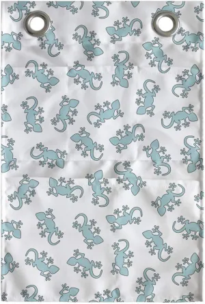 Ambesonne Salamander Hanging Pocket Organizer, Cartoon Style Continuous Interpretations of Wild Reptiles Repeated, Printed Polyester Storage Bag with Pockets, 14" x 20", Pale Blue and White