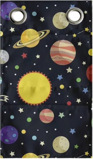 Ambesonne Space Hanging Pocket Organizer, Comets and Constellations Stars with Polka Dots Earth Sun Saturn Mars Solar System, Printed Polyester Storage Bag with Pockets, 9" x 16", Multicolor