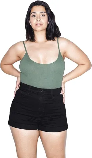 American Apparel Women's Denim High-Waist Cuff Short