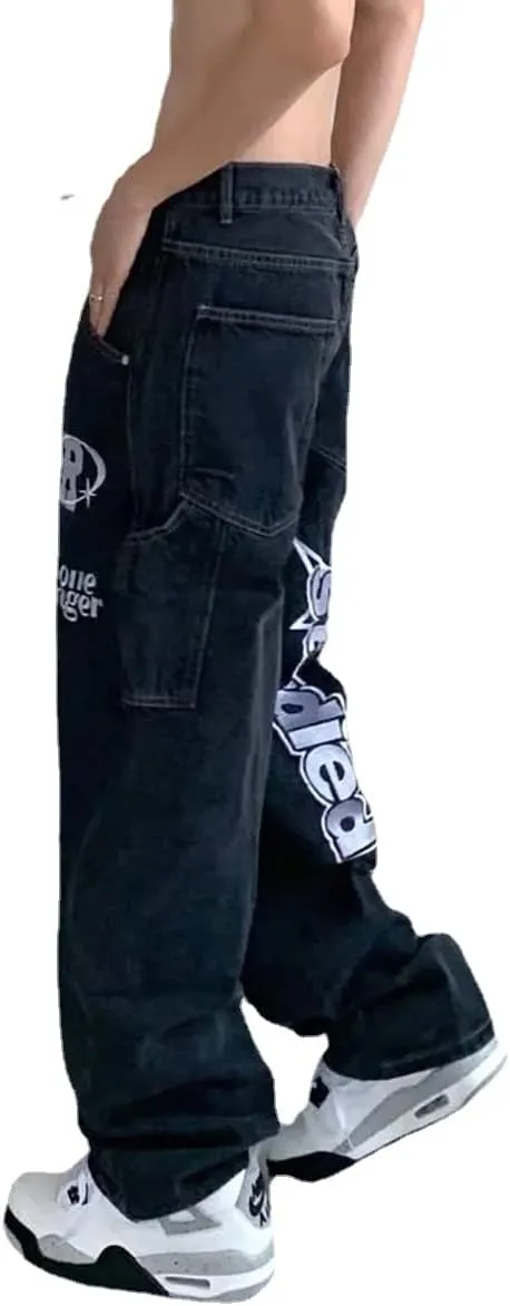 American Vintage Denim Pants ins Trendy European and American Hiphop Fried Street Jeans Men's Wide Leg Pants
