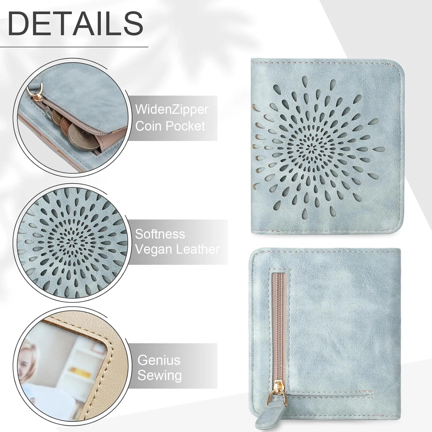 APHISON Womens Wallet, Slim Small Wallet for Women RFID Wallet Women Sunflower Leather ID Credit Card Holder whit Zipper Coin Pocket Bifold Compact Wallet
