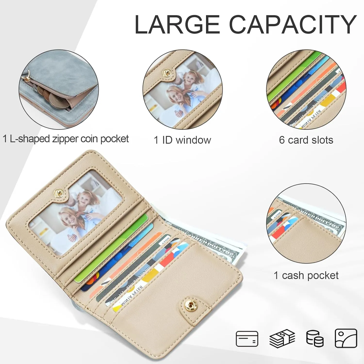 APHISON Womens Wallet, Slim Small Wallet for Women RFID Wallet Women Sunflower Leather ID Credit Card Holder whit Zipper Coin Pocket Bifold Compact Wallet