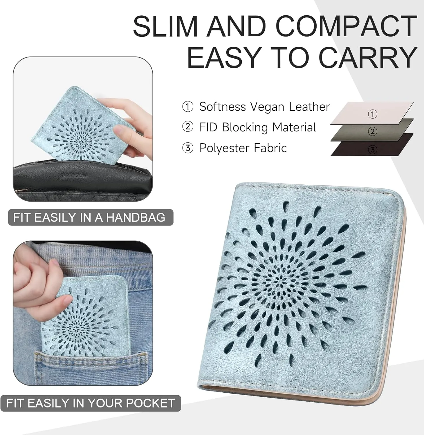 APHISON Womens Wallet, Slim Small Wallet for Women RFID Wallet Women Sunflower Leather ID Credit Card Holder whit Zipper Coin Pocket Bifold Compact Wallet