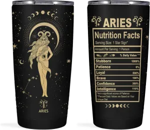 Aries Zodiac Cup, 20oz Astrology Tumbler, Witchy Gothic Gift - Stainless Steel Insulated Constellation Cup