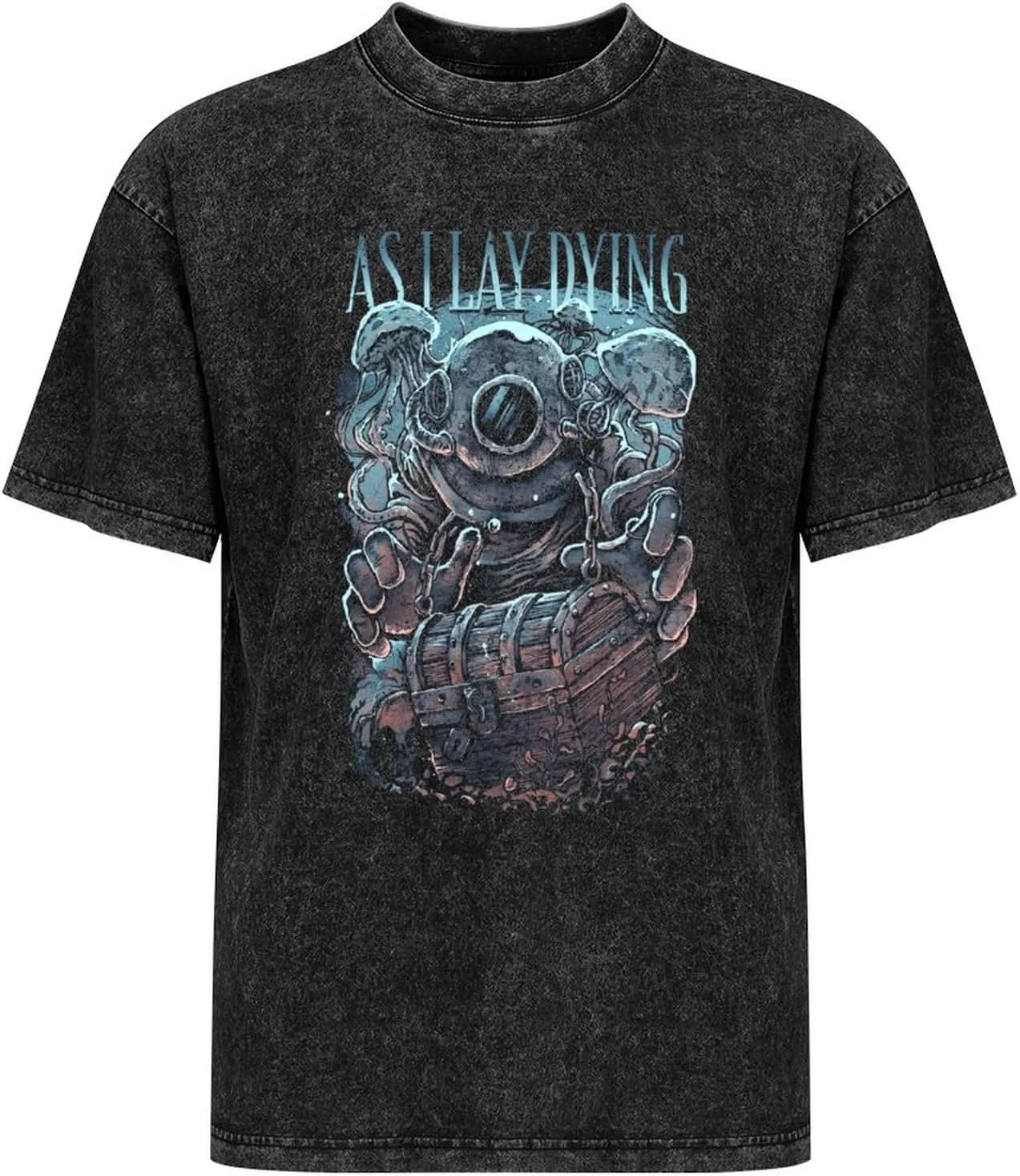 As I Lay Dying Poster Art Washed Round Neck Men Women Tee Shirt