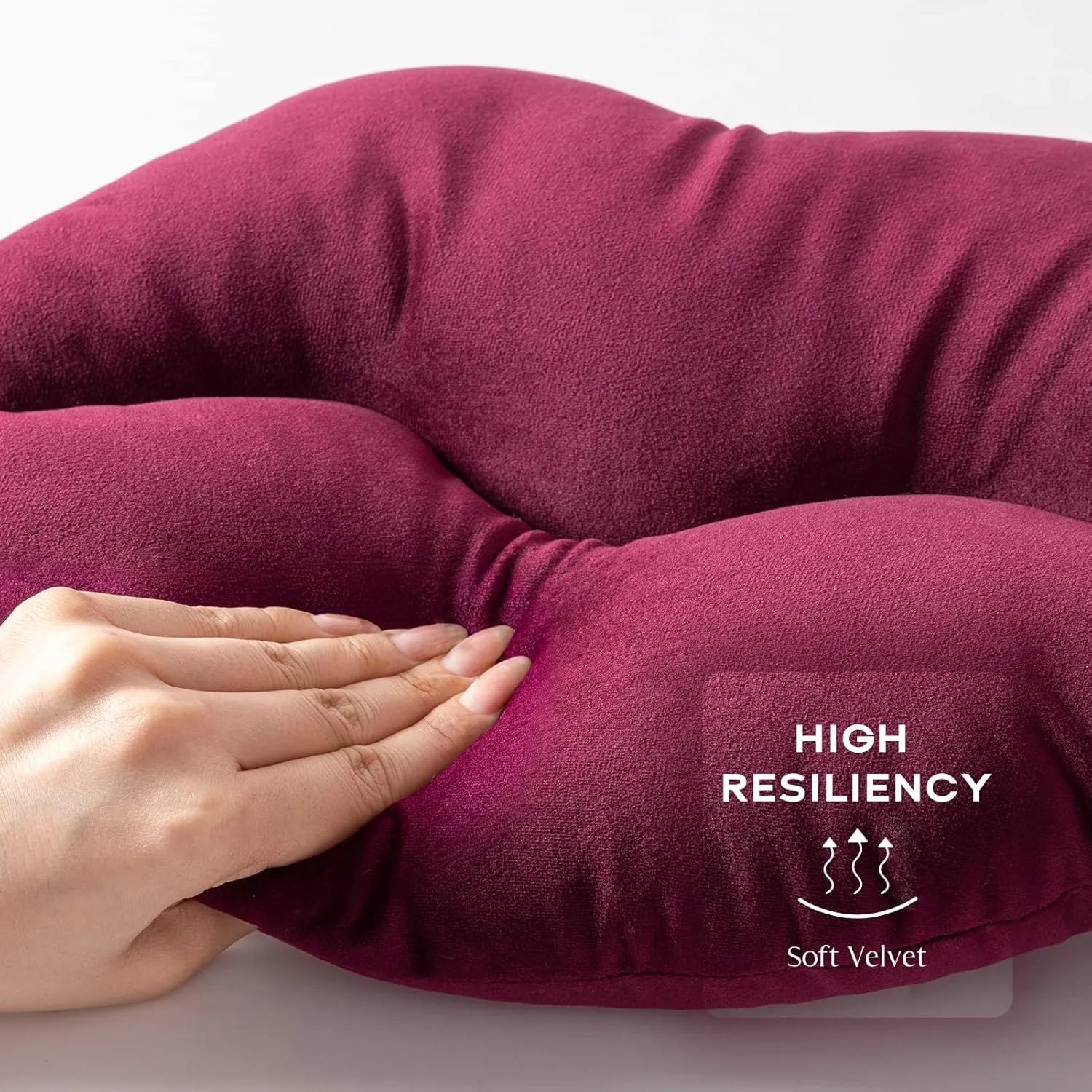Ashler Lips Throw Pillows Smooth Soft Velvet Insert Included Cushion for Couch Bed Living Room, Dark Purple, 24 X 12 inches