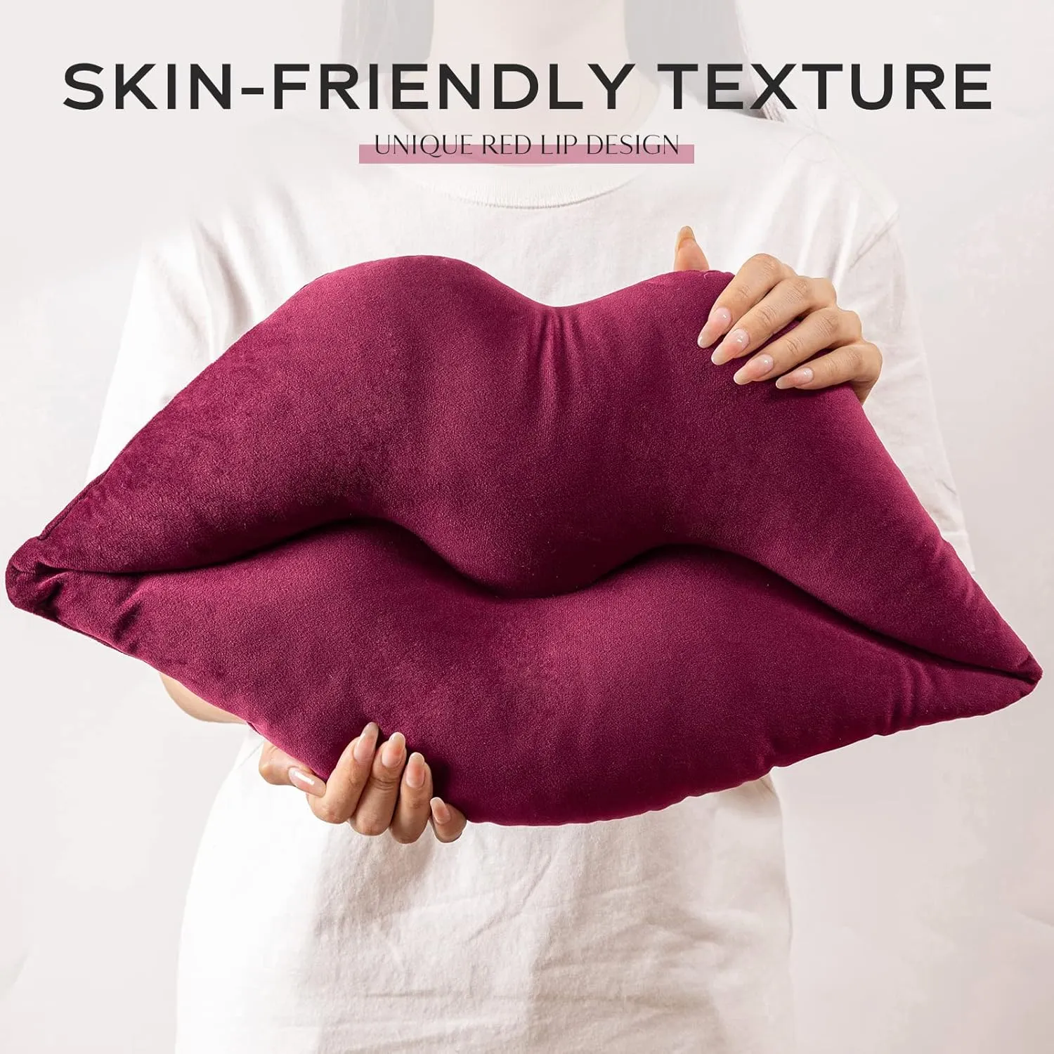 Ashler Lips Throw Pillows Smooth Soft Velvet Insert Included Cushion for Couch Bed Living Room, Dark Purple, 24 X 12 inches