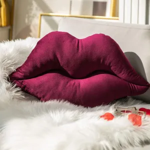 Ashler Lips Throw Pillows Smooth Soft Velvet Insert Included Cushion for Couch Bed Living Room, Dark Purple, 24 X 12 inches