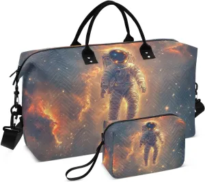 Astronaut Space Nebula Duffel Bag for Traveling, Travel Bag Gym Bag, with Multiple Interior Pockets Shoulder Weekender Bag for Women Men with Toiletry Bag 20.5L x 1.9W x 13.8H