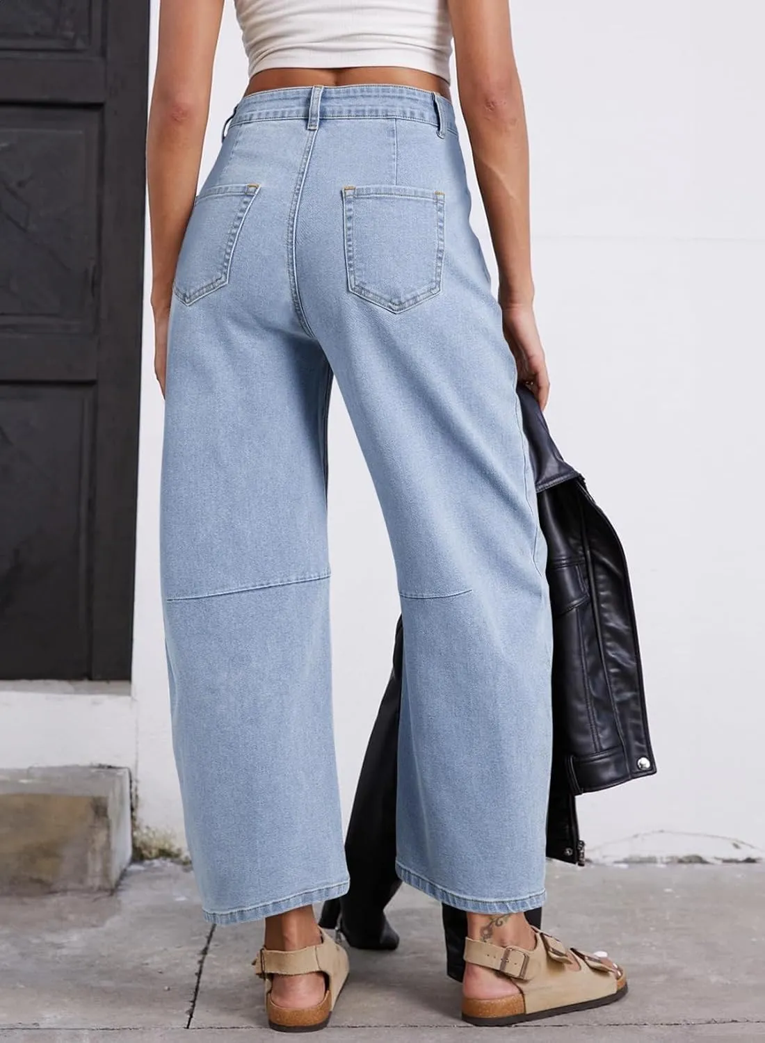 Astylish Womens Baggy Boyfriend Jeans Wide Leg High Waisted Barrel Vintage Trendy Denim Ankle Pants