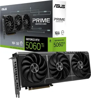 ASUS The SFF-Ready Prime GeForce RTX™ 5060 Ti 16GB GDDR7 Graphics Card (PCIe® 5.0, 16GB GDDR7, HDMI®/DP 2.1, 2.5-Slot, Axial-tech Fans, Dual BIOS)