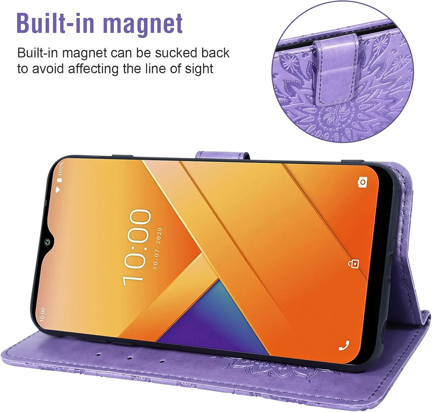 Asuwish Phone Case for Cricket Icon 6 SL219C/AT&T Verge SL219A Wallet with Tempered Glass Screen Protector and Sunflower Leather Slim Flip Cover Card Holder Stand Cell Accessories Icon6/ATT Purple