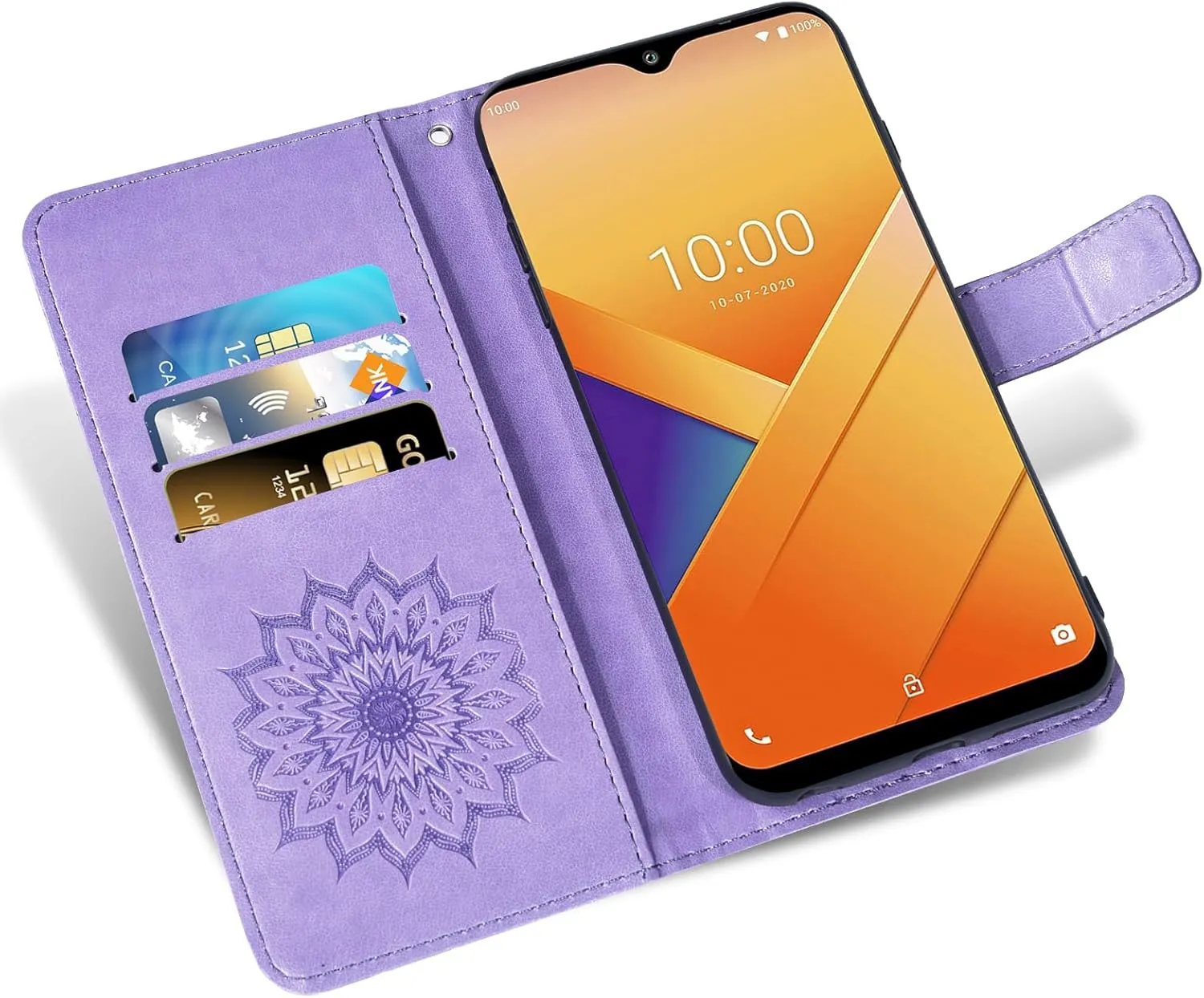 Asuwish Phone Case for Cricket Icon 6 SL219C/AT&T Verge SL219A Wallet with Tempered Glass Screen Protector and Sunflower Leather Slim Flip Cover Card Holder Stand Cell Accessories Icon6/ATT Purple