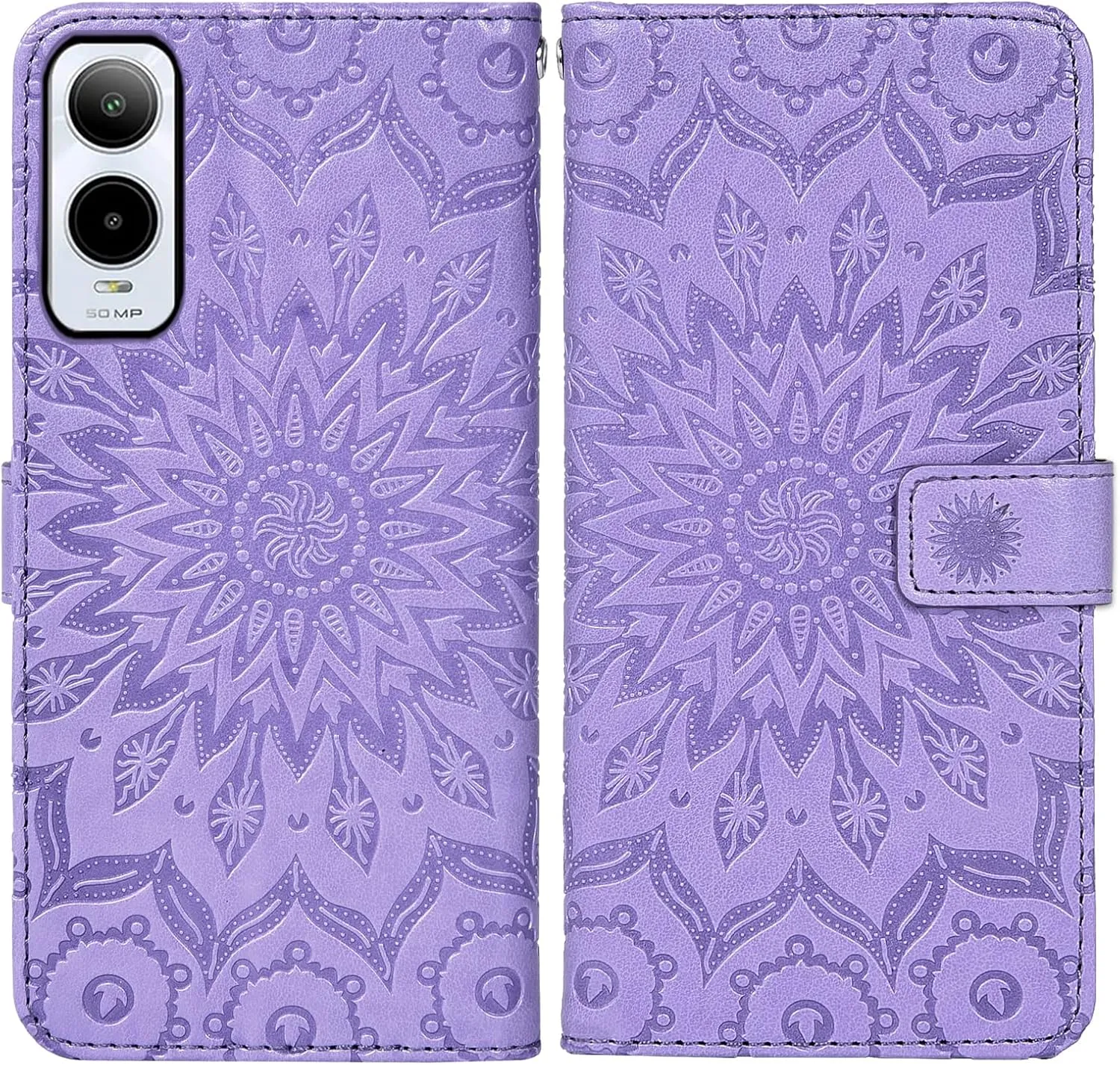 Asuwish Phone Case for Cricket Icon 6 SL219C/AT&T Verge SL219A Wallet with Tempered Glass Screen Protector and Sunflower Leather Slim Flip Cover Card Holder Stand Cell Accessories Icon6/ATT Purple