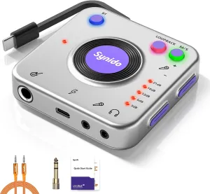 Audio Interface for Recording Music with Instrument Gain Control 24-bit/96kHz High Fidelity Portable Guitar Audio Interface Comes with USB-C, Lightweight Audio Adapter for iPhone and iPad