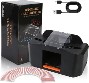 Automatic Card Shuffler 1-2 Deck, Auto Cards Shuffler, Electric Casino Card Shufflers, Card Shuffling Machine for Poker, UNO, Blackjack, Skip-Bo, Phase 10, Cards, Texas Hold'em, Home Card Games