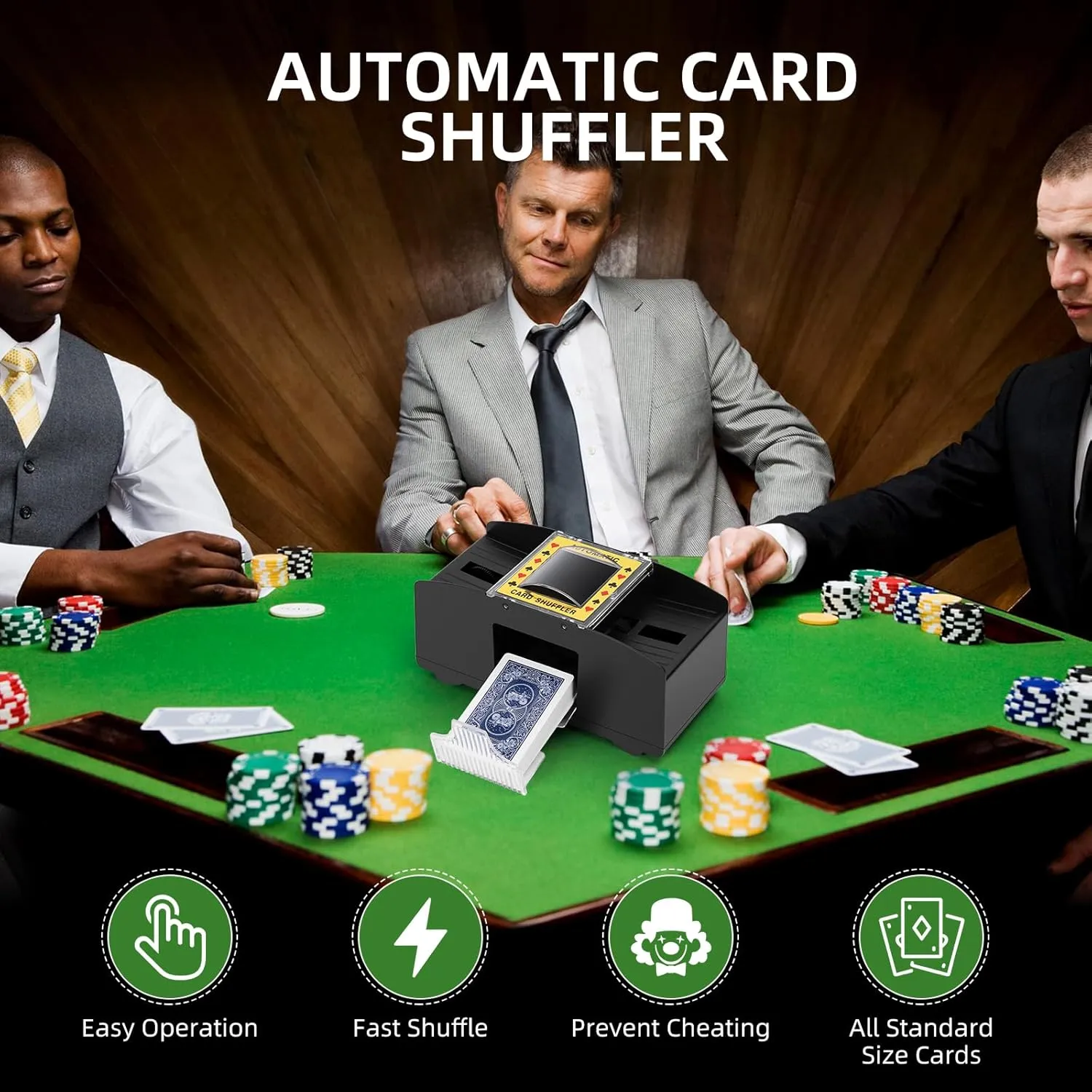 Automatic Card Shuffler 1/2 Decks,Battery Operated Electric Playing Card Shuffler for UNO,Casino Card Game,Poker,Phase 10,Blackjack,Texas Hold'em,Home Card Games