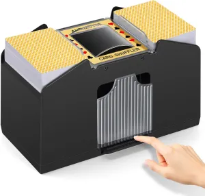 Automatic Card Shuffler 1/2/4 Decks,Battery Operated Electric Playing Card Shuffler for UNO,Casino Card Game,Poker,Phase 10,Blackjack,Texas Hold'em,Home Card Games