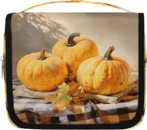 Autumn Pumpkin Hanging Travel Toiletry Bag Kit Makeup Case Cosmetics Organizer Toiletry Bag for Women Make up Accessories Shampoo Body Cream Brushes Set