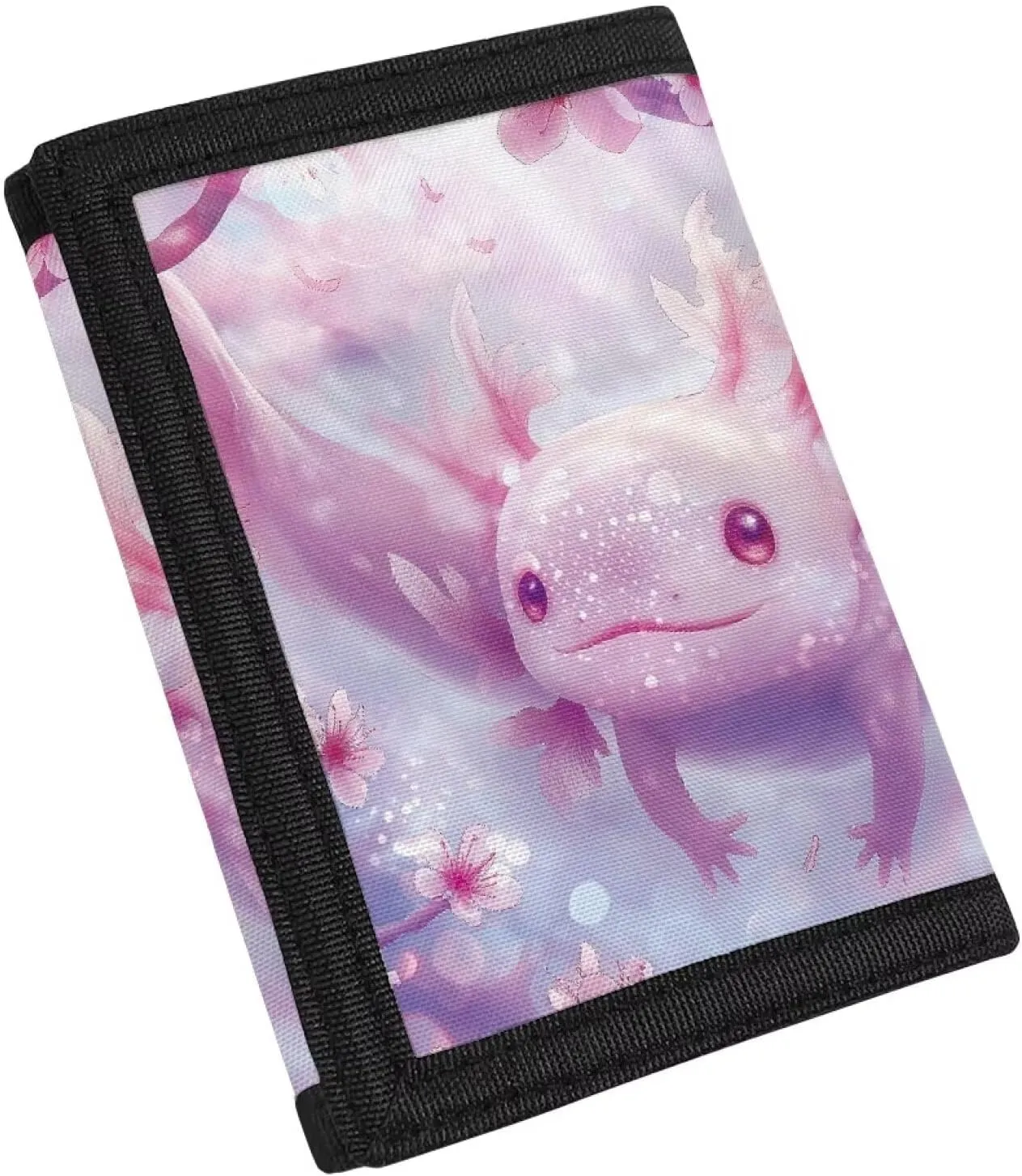 Axolotl Wallet for Girls Wallet for Kids Ages 9-14 Trifold Purse Handbag Toddler/Youth Kids Wallets Coin Pocket Bag Card Holders Nylon Novelty Wallet for Childrens