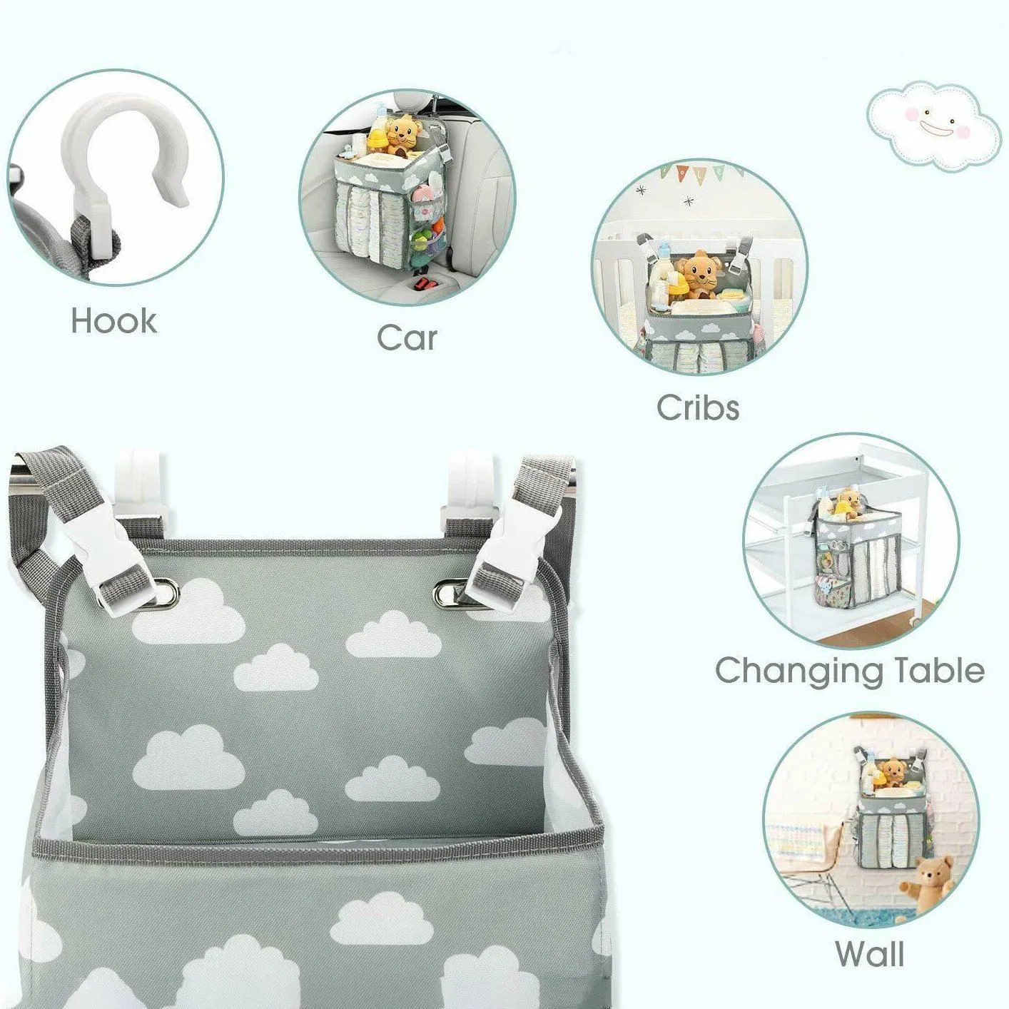 Baby Hanging Storage Caddy Crib Organizer
