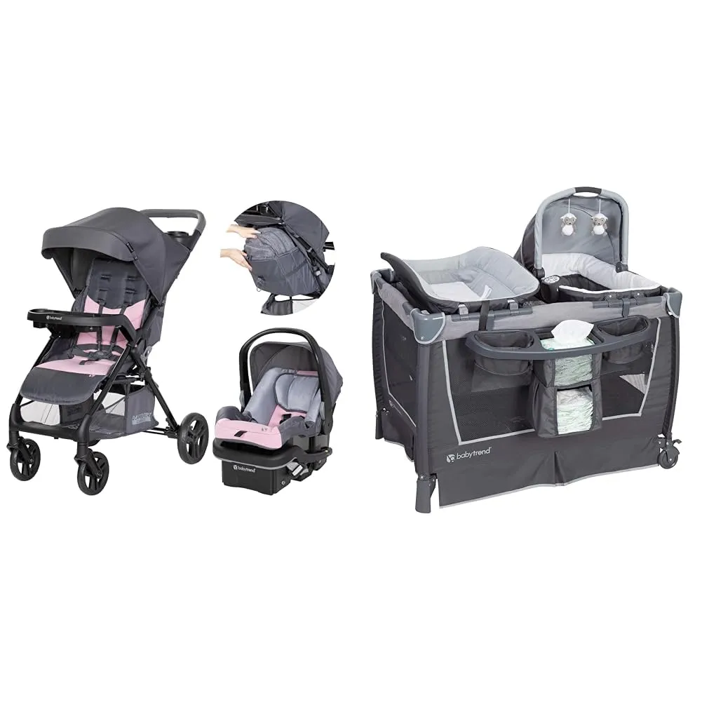 Baby Trend Passport Cargo Travel System with EZ-Lift 35 PLUS Infant Car Seat and Nursery Center Playard with Bassinet and Changing Table