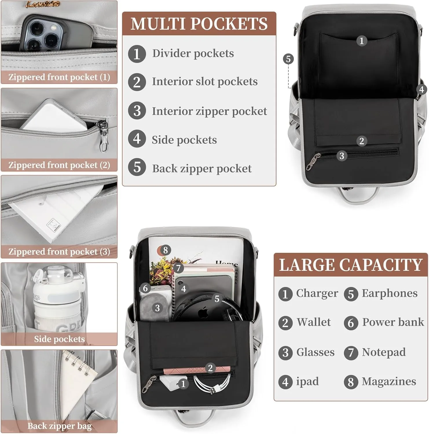 Backpack Purse for Women Travel Convertible Shoulder Tassel Bag Ladies Work Travel Handbags