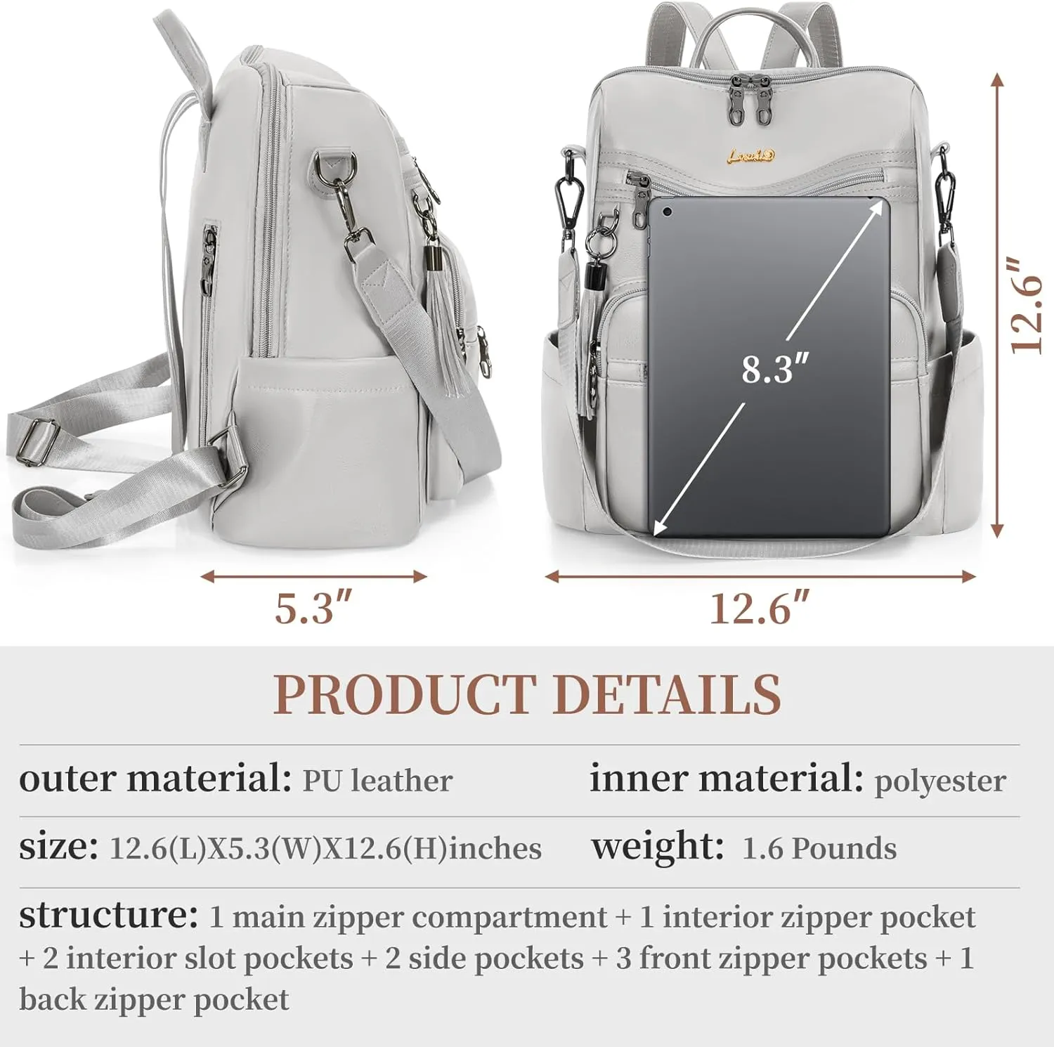 Backpack Purse for Women Travel Convertible Shoulder Tassel Bag Ladies Work Travel Handbags