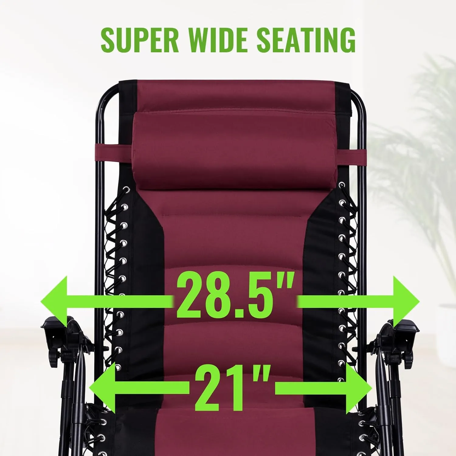 Backyard Expressions Deluxe XL Padded Recliner Chair – Ergonomic Anti-Gravity Lounger with Folding Design, Side Tray, and Adjustable Headrest