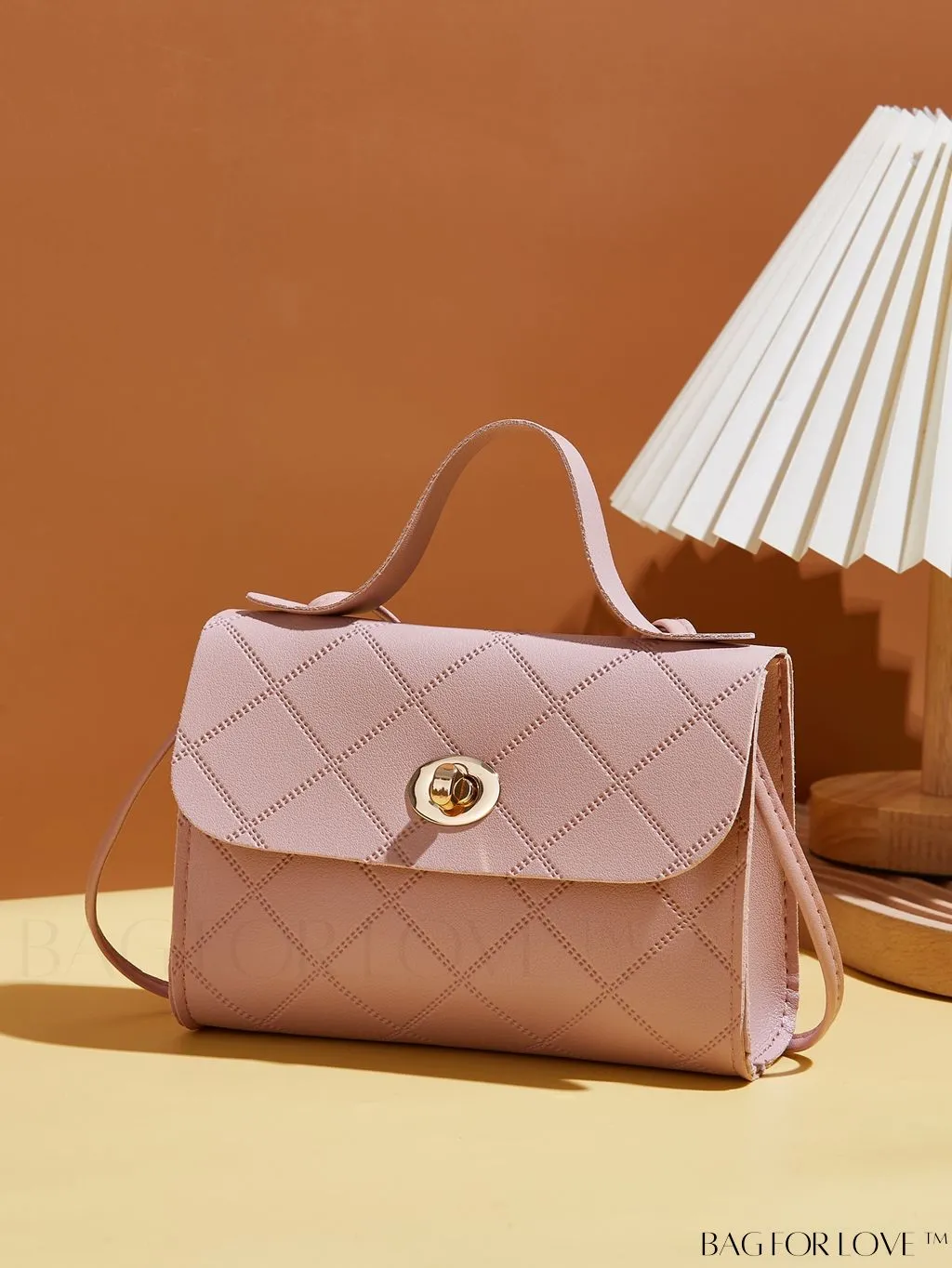BagForLove - Chic Embossed Twist Lock Satchel Bag - Womens Minimalist Crossbody Purse