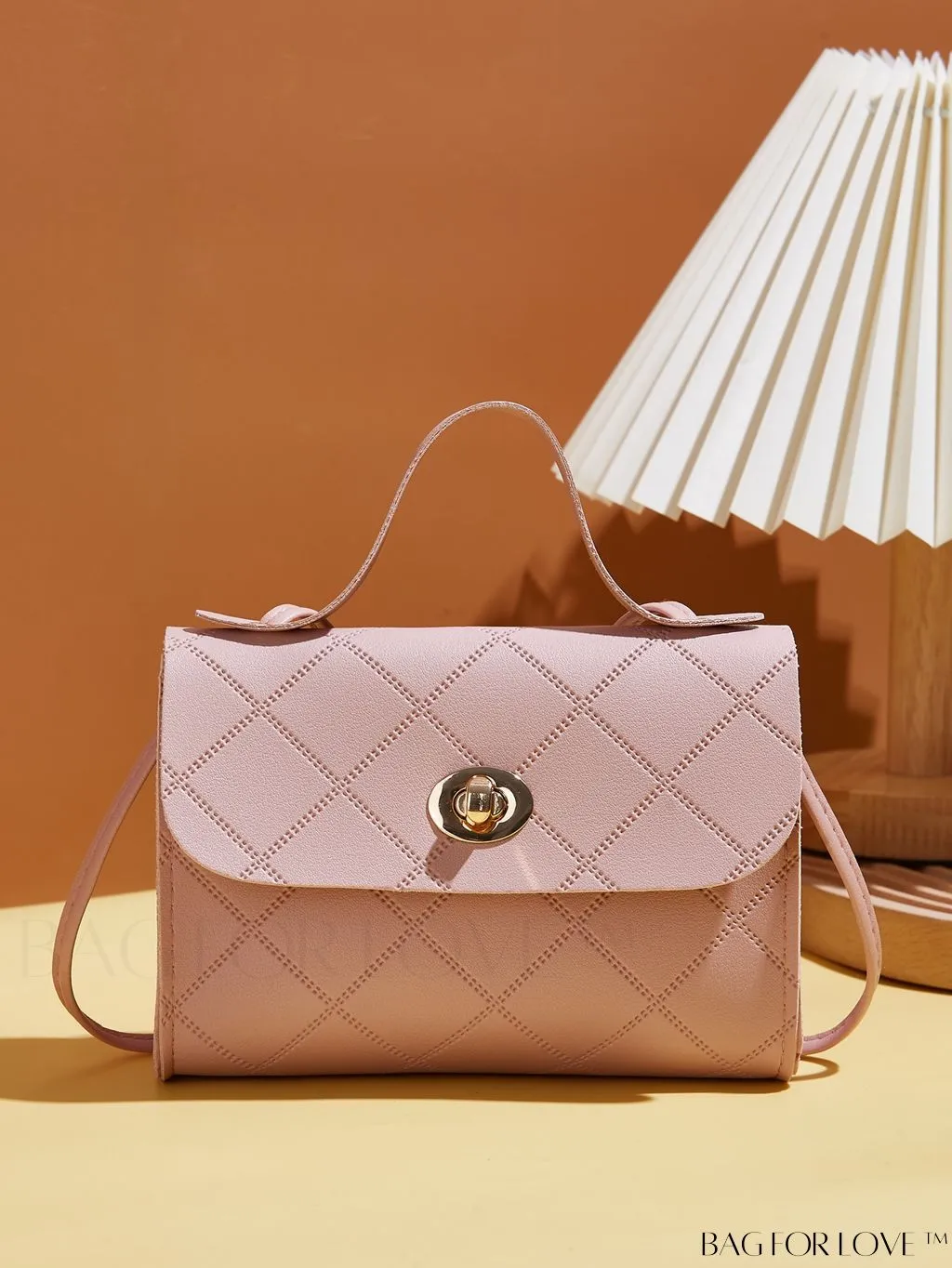 BagForLove - Chic Embossed Twist Lock Satchel Bag - Womens Minimalist Crossbody Purse