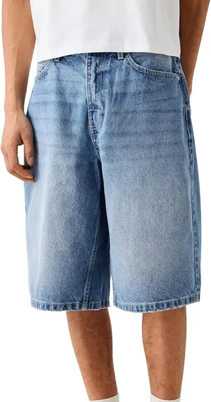 Baggy Jeans Shorts for Men Casual Loose Fit Wide Leg Denim Jorts Y2K Vintage Hip Hop Skateboard Long Jorts Streetwear