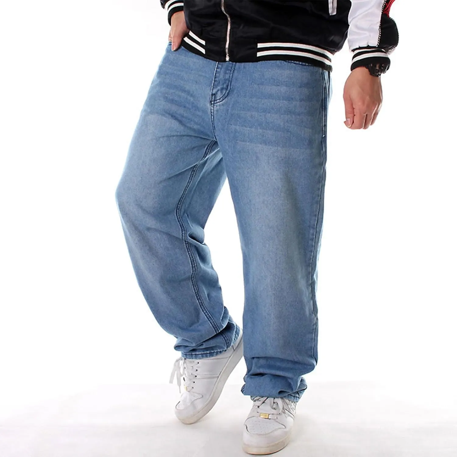 Baggy Pants Y2k Skater Jeans Wide Leg Jeans Men White Oversized Jeans