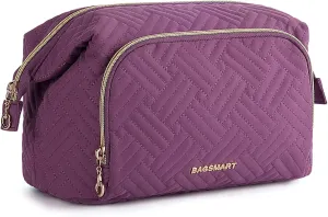 BAGSMART Travel Makeup Bag, Cosmetic Bag Make Up Organizer Case,Large Wide-open Pouch for Women Purse for Toiletries Accessories Brushes