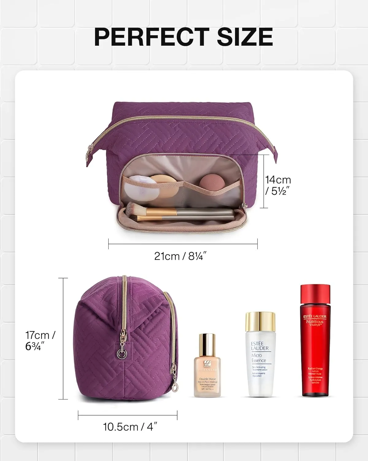 BAGSMART Travel Makeup Bag, Cosmetic Bag Make Up Organizer Case,Large Wide-open Pouch for Women Purse for Toiletries Accessories Brushes