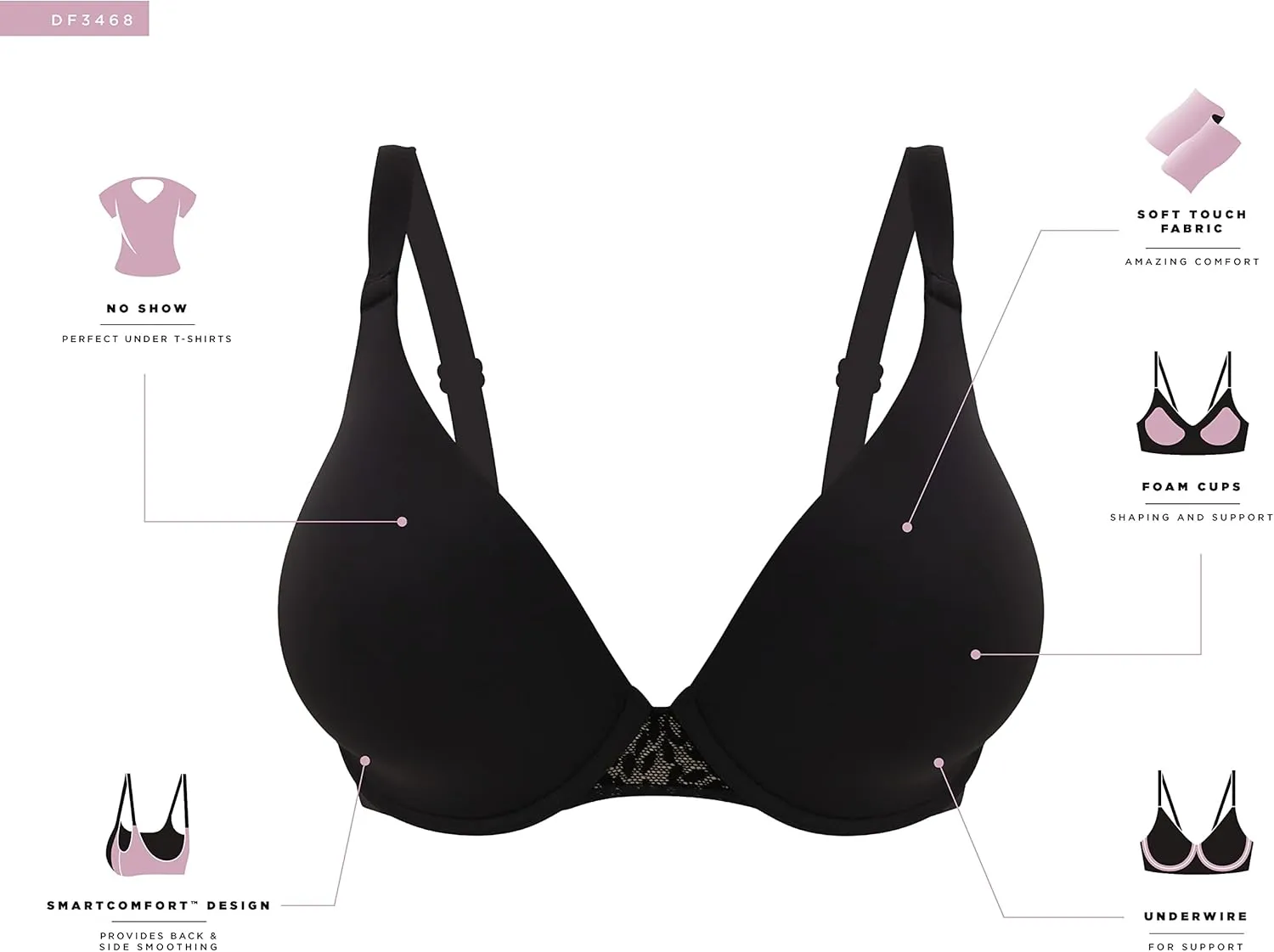 Bali Women's DF3468 Comfort Revolution Soft Touch Perfect Wire Bra