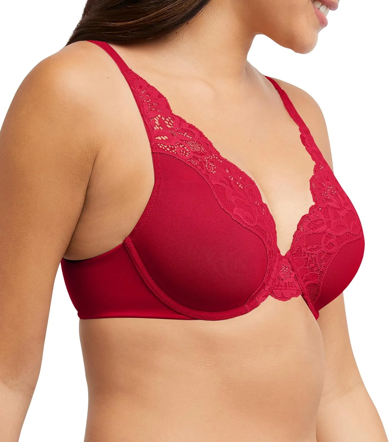 Bali Women's Lace Underwire Bra, One Smooth U Comfort Stretch Full-Coverage Convertible Bra