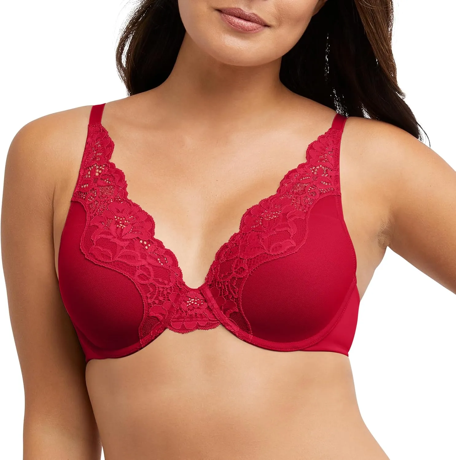 Bali Women's Lace Underwire Bra, One Smooth U Comfort Stretch Full-Coverage Convertible Bra
