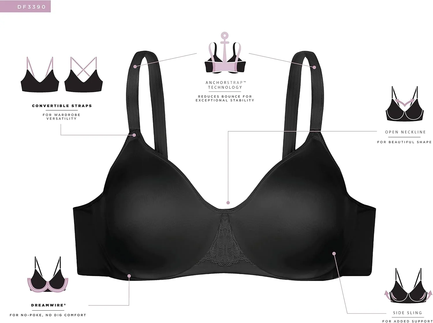 Bali Women's Passion for Comfort Full Coverage Dreamwire Underwire Bra Df3390