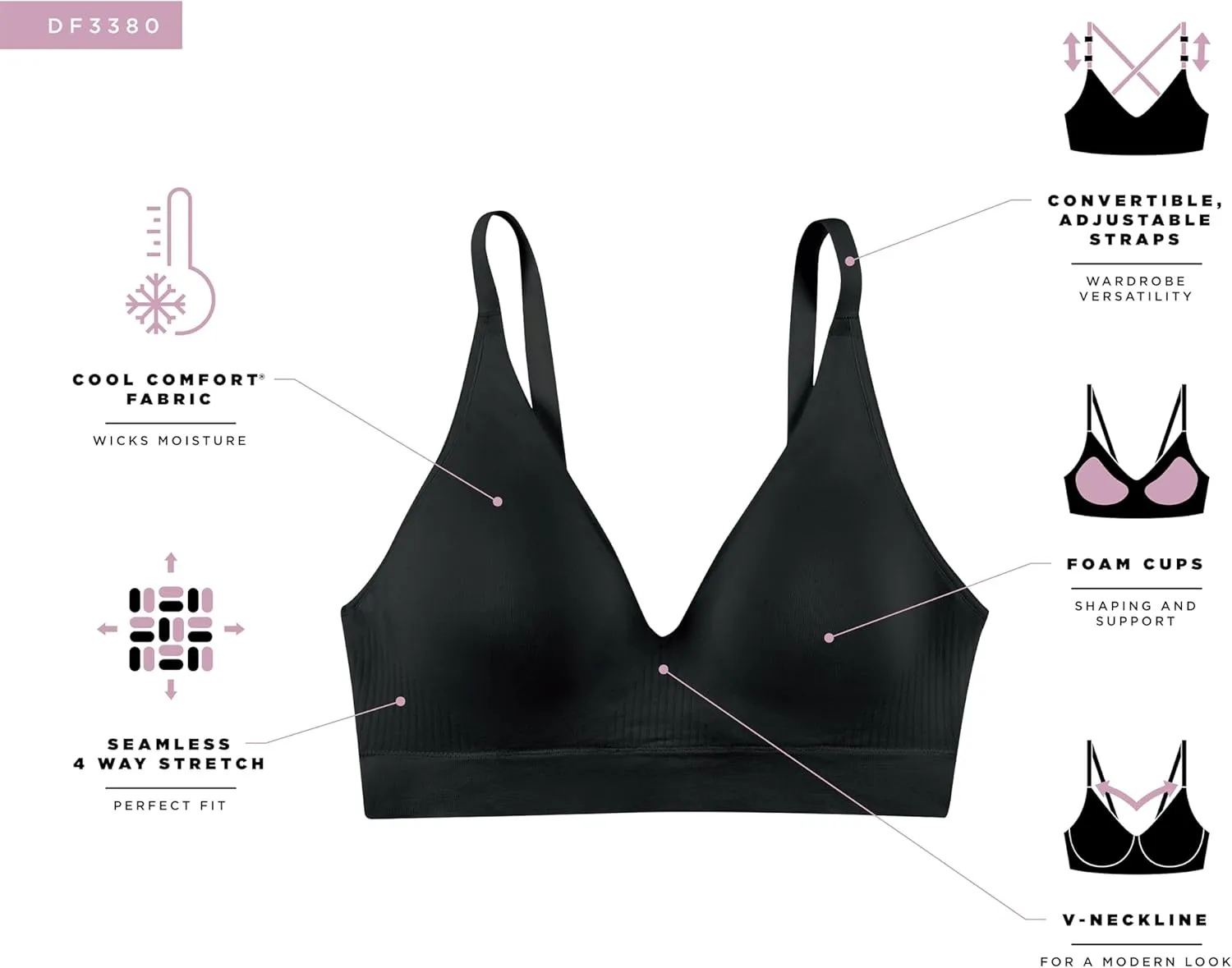 Bali Women's Wireless Bra, Comfort Revolution Modern Seamless Bra, Flex-to-fit Wirefree Bra