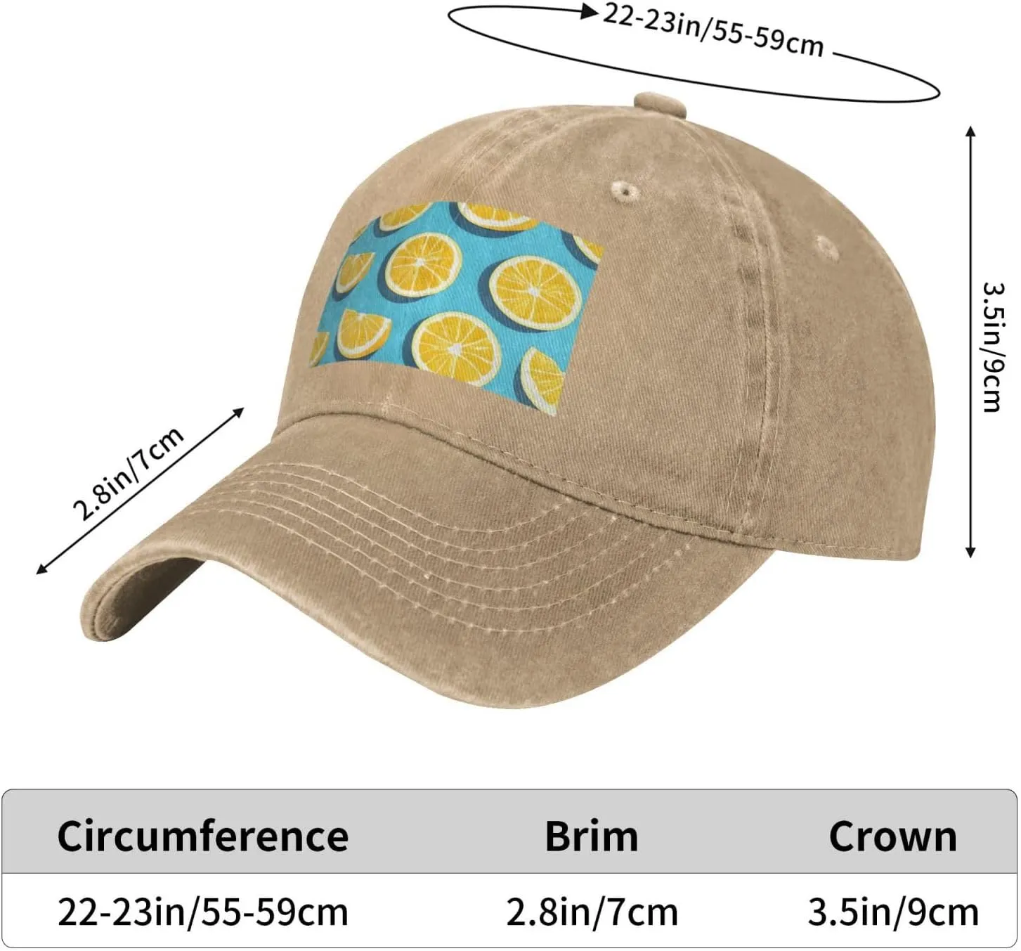 Baseball Cap Golf Dad Hat for Men Women Adjustable Baseball Hat Lemon Wedges Trucker Hat Cowboy Cap