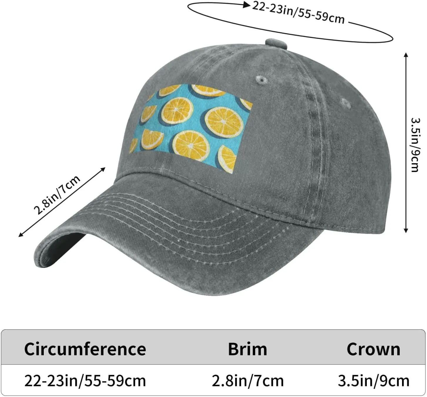 Baseball Cap Golf Dad Hat for Men Women Adjustable Baseball Hat Lemon Wedges Trucker Hat Cowboy Cap