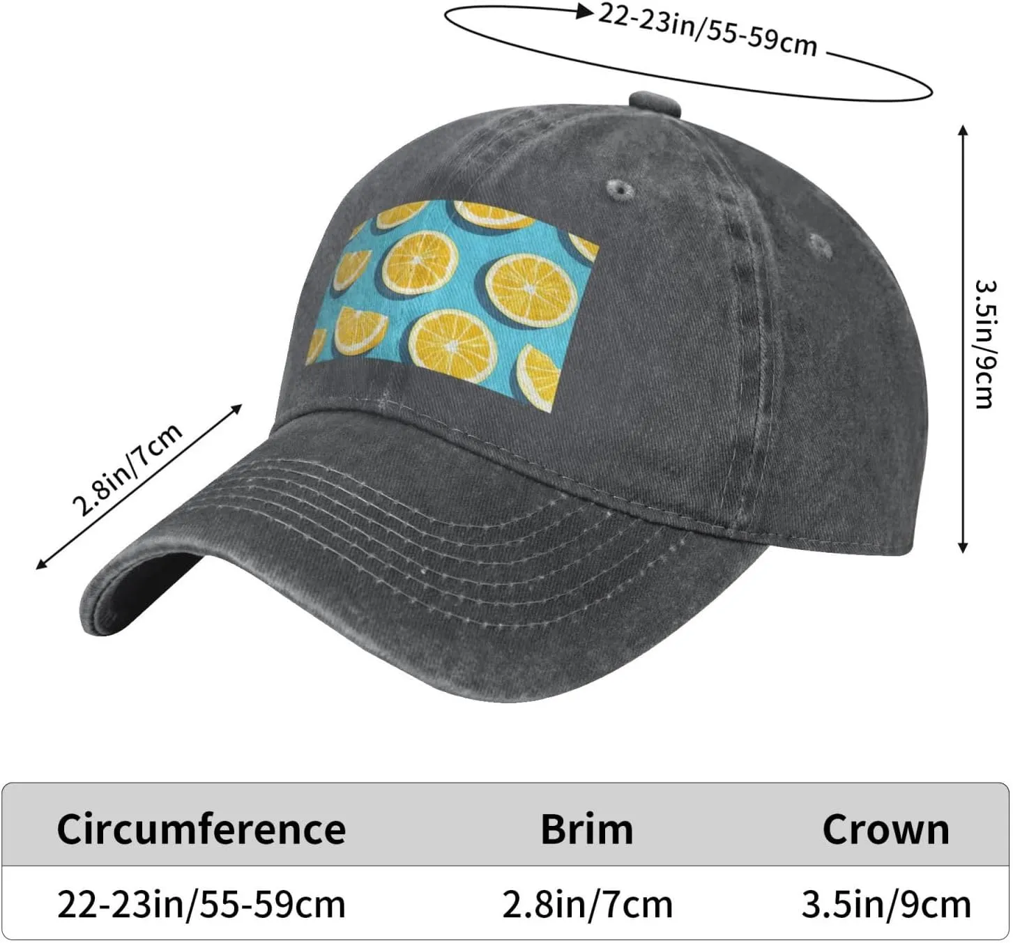 Baseball Cap Golf Dad Hat for Men Women Adjustable Baseball Hat Lemon Wedges Trucker Hat Cowboy Cap