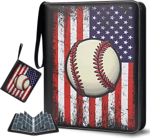 Baseball Card Binder 900 Pockets, HYMENEX Trading Card Binder 9 Pocket with 50 Removable Sleeves and Zipper for Baseball/Sports/Game Cards