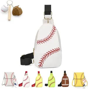 Baseball Crossbody Bag for Women – Softball Sling Bag with Multiple Pockets, Adjustable Strap, Hands-Free Design for Sports