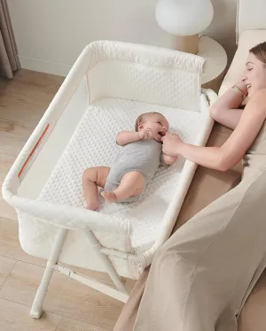 Bassinet Bedside Sleeper, Baby Crib for Newborn, Baby Bassinets Bedside Sleeper with 4 Auto-Lock & Adjustable Height, Breathable Mesh & Mattress, Bedside Bassinet