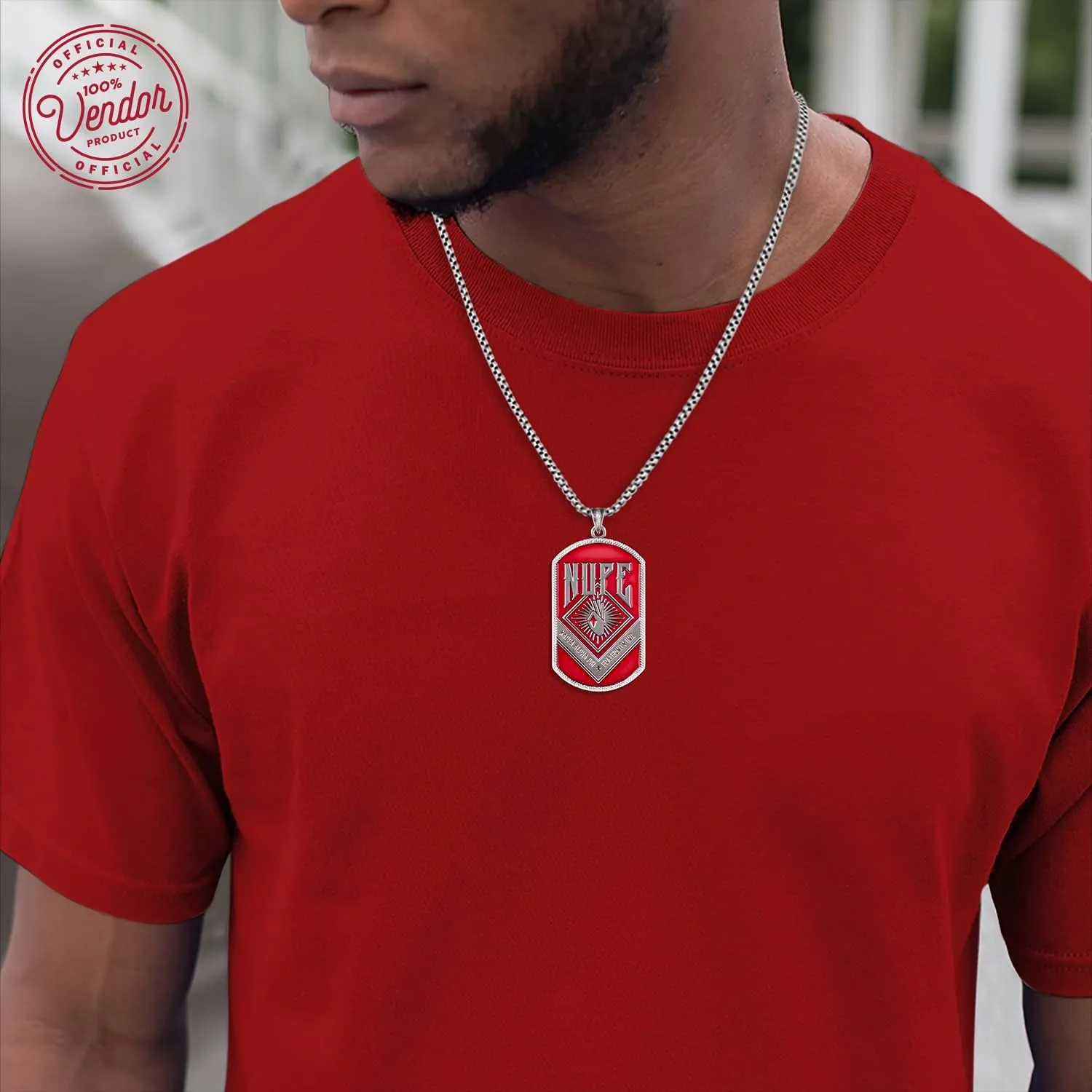 BBGreek Kappa Alpha Psi Fraternity Paraphernalia - Dog Tag Pendant Necklace with 24 Inch Rope Chain - Official Vendor