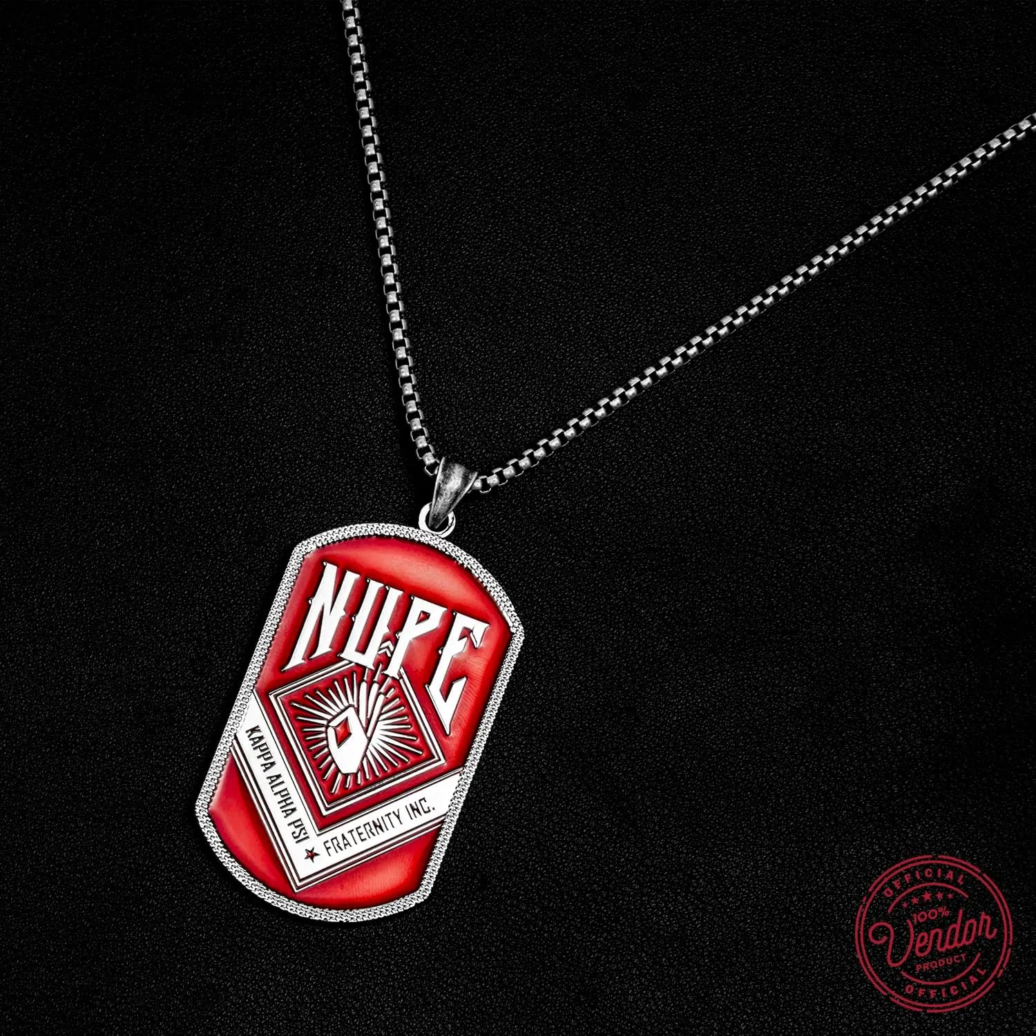 BBGreek Kappa Alpha Psi Fraternity Paraphernalia - Dog Tag Pendant Necklace with 24 Inch Rope Chain - Official Vendor