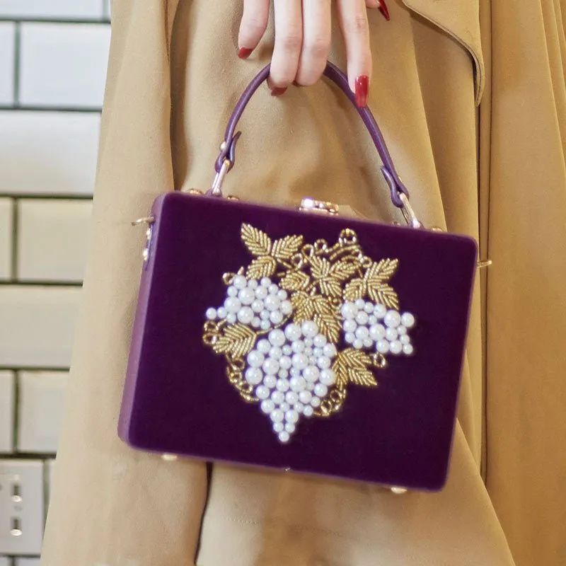 Beaded Velvet Evening Clutch Box
